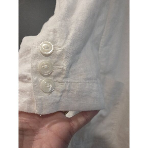 90s Liz Sport Cotton Linen Blazer Womems Sz L French Seams Classic - Picture 6 of 14